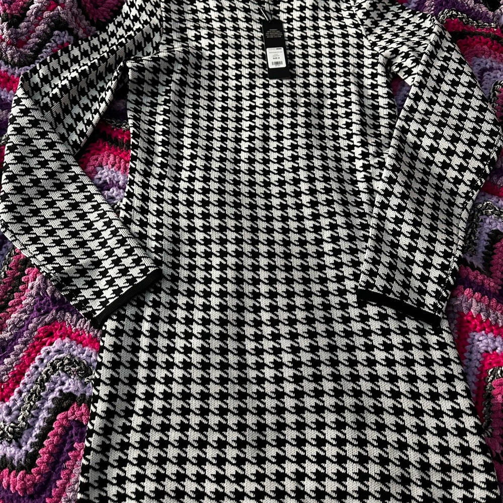 Fashion Nova Black and White Houndstooth Mini Dress